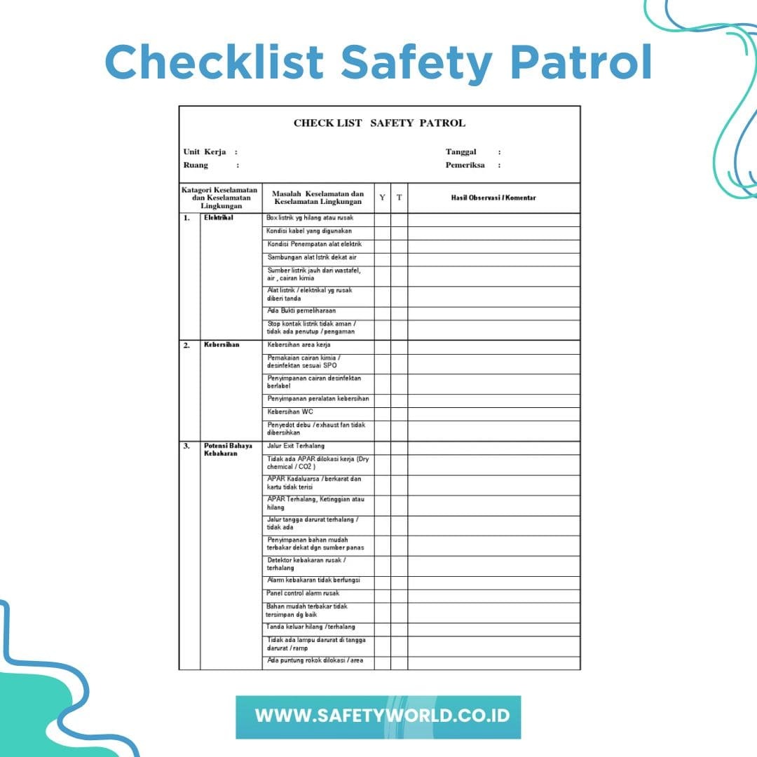 Contoh Checklist Safety Patrol