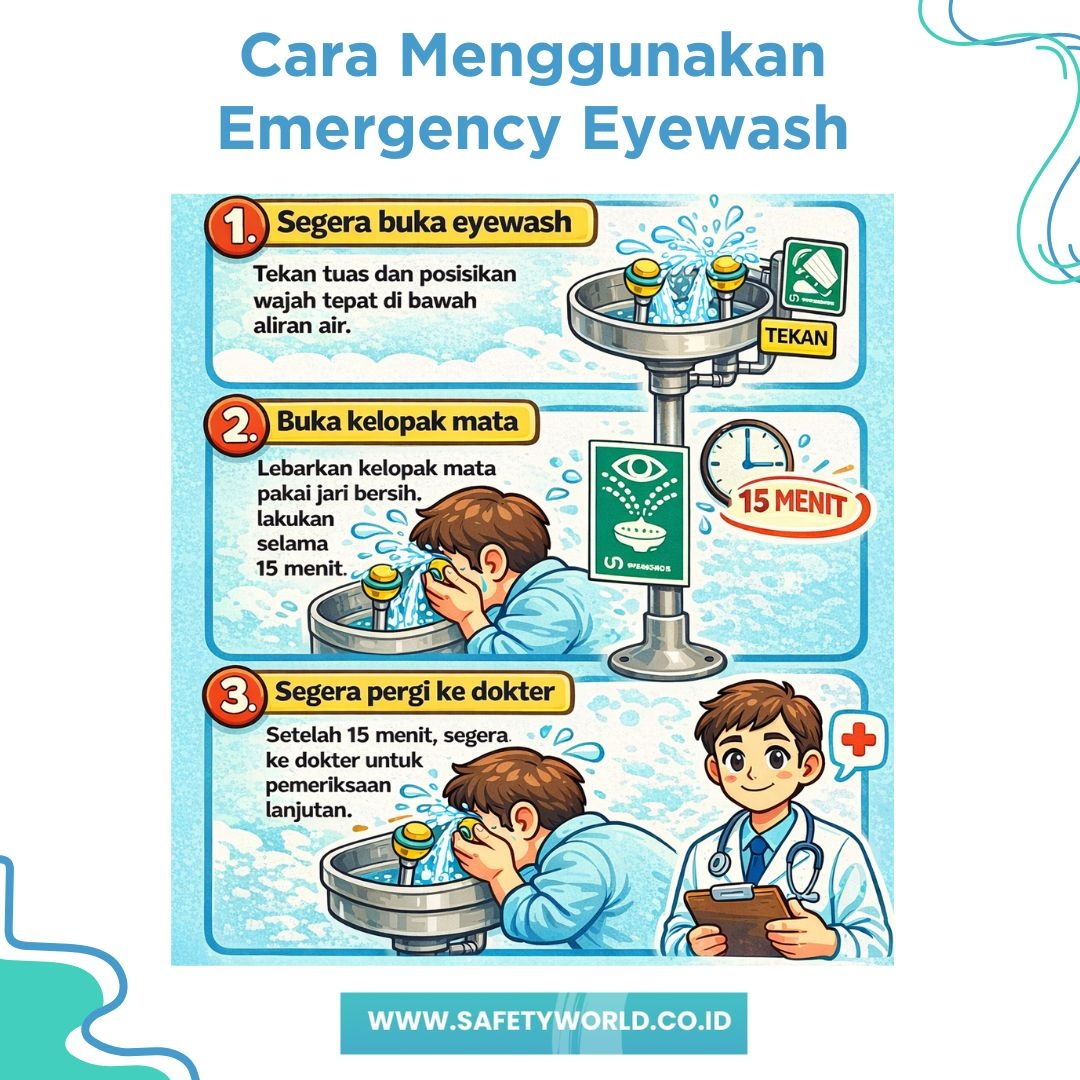 Cara menggunakan emergency eyewash